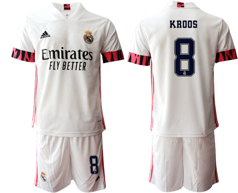 Men 2020-2021 club Real Madrid home #8 white Soccer Jerseys1->real madrid jersey->Soccer Club Jersey